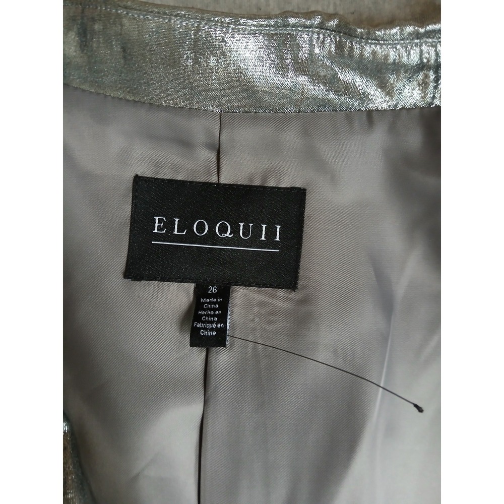 Eloquii Blazer 26 Slim Fit Strong Shoulder Metallic Semi Formal Party Elegant - Picture 7 of 16